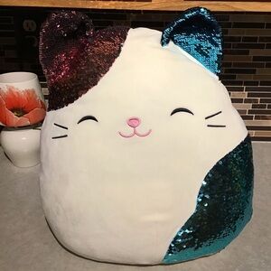 Kellytoy Squishmallows Plush 20” Shany the Cat Flip Sequins Rare VGC No tag